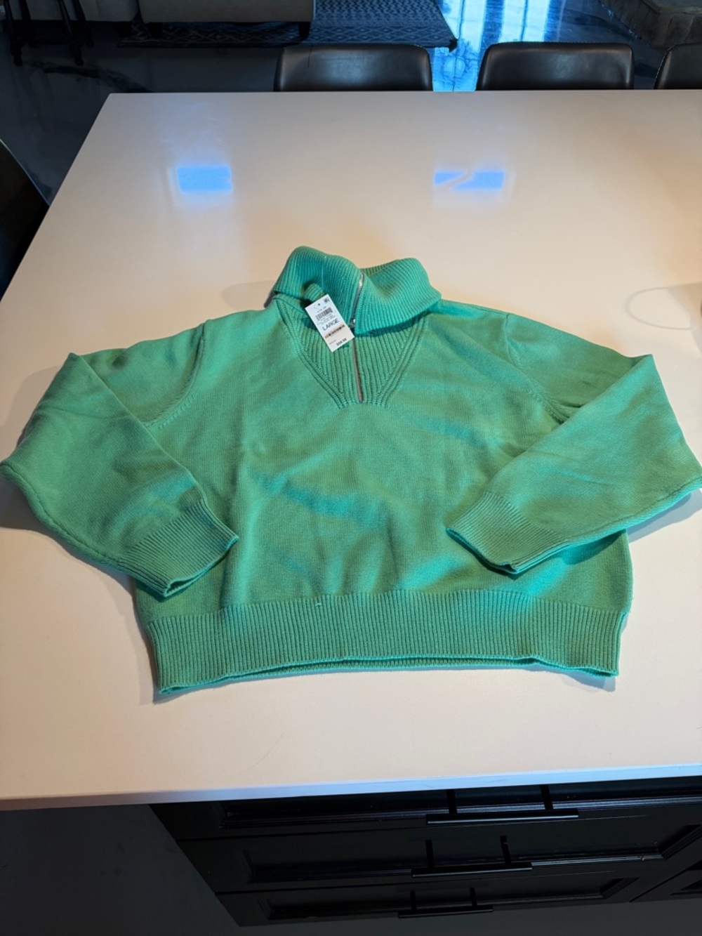 Large On 34th Women's Mint Green Half-Zip Sweater NWT